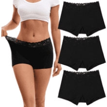 INNERSY Women's Lace Underwear: Soft Cotton Boyshorts 3-Pack