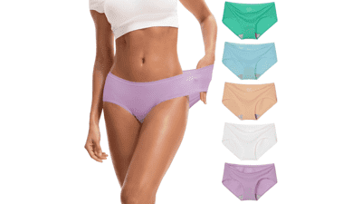 INNERSY Women's No Show Underwear: Soft, Thin & Quick Dry - 5 Pack