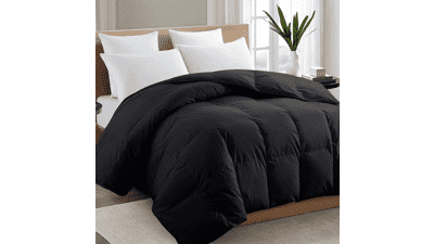 King Comforter: Premium, Breathable, All Season - Black