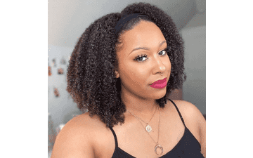 Kinky Curly Headband Wig - Afro Human Hair Wig