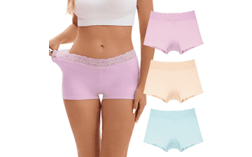 Lace Trim Cotton Boyshorts - 3 Pack