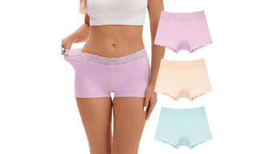 Lace Trim Cotton Boyshorts - 3 Pack