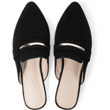 MUSSHOE Women's Black Suede Mules: Comfortable & Professional Flats