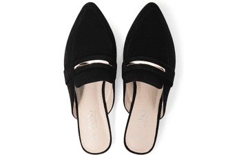 MUSSHOE Women's Black Suede Mules: Comfortable & Professional Flats
