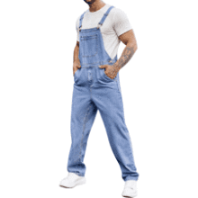 Men's Denim Bib Overalls - Slim Fit Jumpsuit