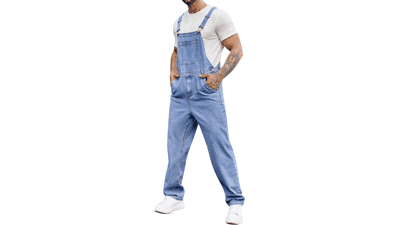 Men's Denim Bib Overalls - Slim Fit Jumpsuit