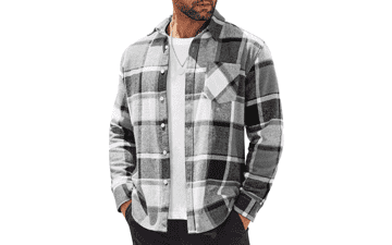 Men's Lightweight Flannel Shirt - Long Sleeve Plaid Casual Button Down