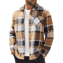 Men's Lightweight Flannel Shirt - Long Sleeve Plaid Casual Button Down