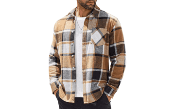 Men's Lightweight Flannel Shirt - Long Sleeve Plaid Casual Button Down