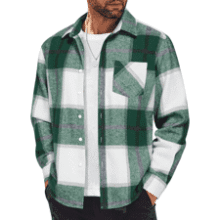 Men's Lightweight Flannel Shirt - Long Sleeve Plaid Casual Button Down