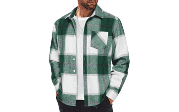 Men's Lightweight Flannel Shirt - Long Sleeve Plaid Casual Button Down