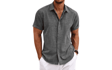 Men's Linen Short Sleeve Beach Shirt