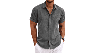 Men's Linen Short Sleeve Beach Shirt