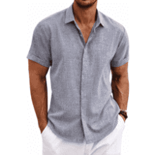 Men's Linen Short Sleeve Beach Shirt