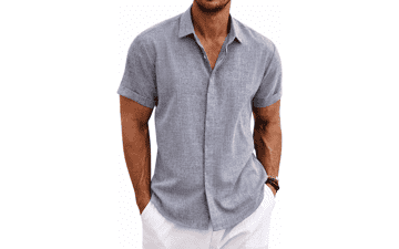 Men's Linen Short Sleeve Beach Shirt