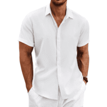Men's Linen Short Sleeve Beach Shirt - COOFANDY