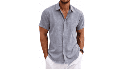 Men's Linen Short Sleeve Beach Shirt