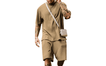 Men's Summer Tracksuit Set - Short Sleeve & 2 Pocket Shorts