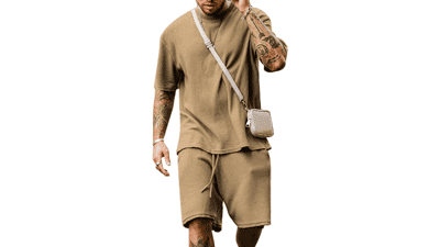 Men's Summer Tracksuit Set - Short Sleeve & 2 Pocket Shorts