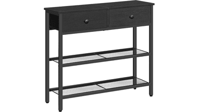 Narrow Console Table with Drawers & Shelves