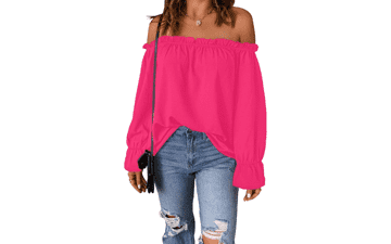 Off Shoulder Chiffon Blouse: Women's Ruffle Long Sleeve Top
