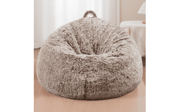 Ombre Khaki Bean Bag Cover: Soft Faux Fur (No Filler)