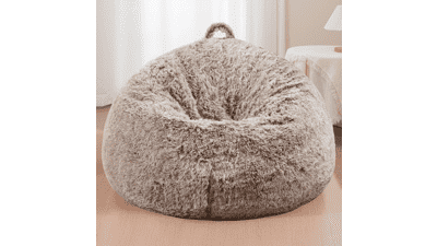 Ombre Khaki Bean Bag Cover: Soft Faux Fur (No Filler)