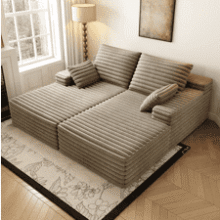 Oversized Cloud Chaise Lounge - Plush Corduroy Sleeper Sofa