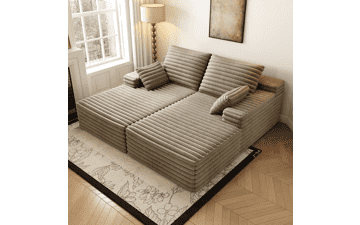 Oversized Cloud Chaise Lounge - Plush Corduroy Sleeper Sofa