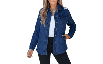 Oversized Denim Jacket: Western Shacket with Pockets