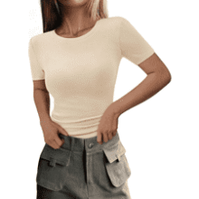 PRETTYGARDEN Women's Ribbed Knit Slim Fit Tee