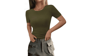 PRETTYGARDEN Women's Ribbed Knit Slim Fit Top