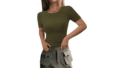 PRETTYGARDEN Women's Ribbed Knit Slim Fit Top