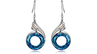 Phoenix Earrings: Sterling Silver Crystal Dangle - Rise From Ashes
