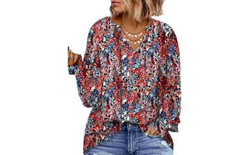 Plus Size Floral V Neck Top