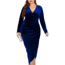 Plus Size Velvet Bodycon Dress - Sexy Ruched Party Dress