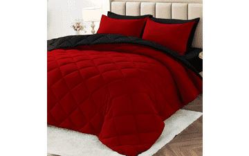Red & Black Queen Comforter Set - 7 Piece Bed in a Bag
