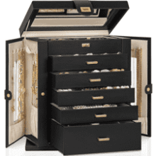 Rotating 6-Tier Jewelry Organizer with Mirror