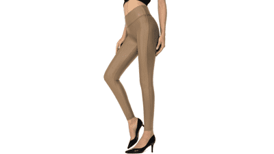 SANTINY Women's Faux Leather Leggings - High Waisted Stretch Tights