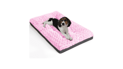 Small Dog Bed - Soft Plush Crate Pad - 23x17 Pink