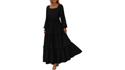 Smocked Swiss Dot Maxi Dress