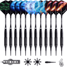 Soft Tip Darts Set - 12 x 18g Darts with Extra Tips & Flights