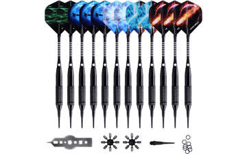 Soft Tip Darts Set - 12 x 18g Darts with Extra Tips & Flights