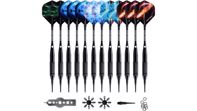 Soft Tip Darts Set - 12 x 18g Darts with Extra Tips & Flights