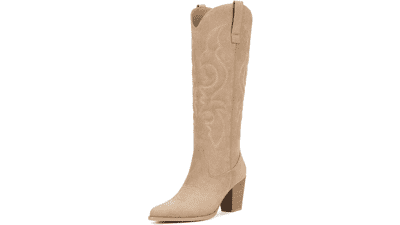 Suede Cowboy Boots for Women - Knee High Western Cowgirl Boot