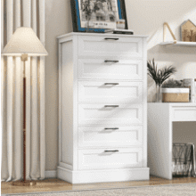 Tall White 6-Drawer Dresser - Modern Farmhouse Style