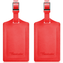 Travelambo Luggage Tags: Secure & Stylish - 2 Pack Red