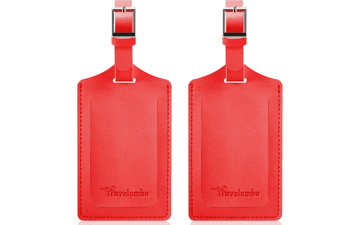 Travelambo Luggage Tags: Secure & Stylish - 2 Pack Red