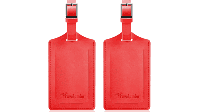 Travelambo Luggage Tags: Secure & Stylish - 2 Pack Red