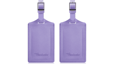 Travelambo Purple Luggage Tags - Privacy Protection 2 Pack